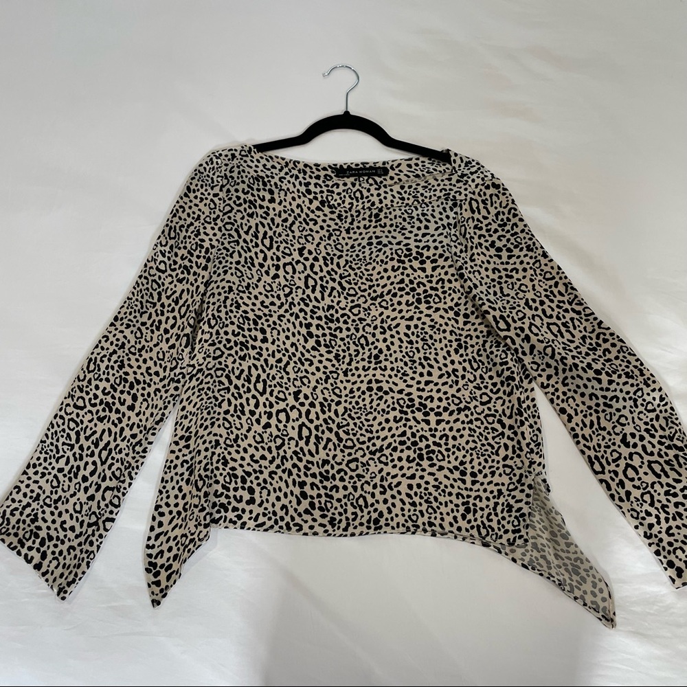 Zara Silk/Satin Leopard Print Blouse